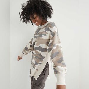Aerie Boxy Camouflage Hoodie Green and Brown